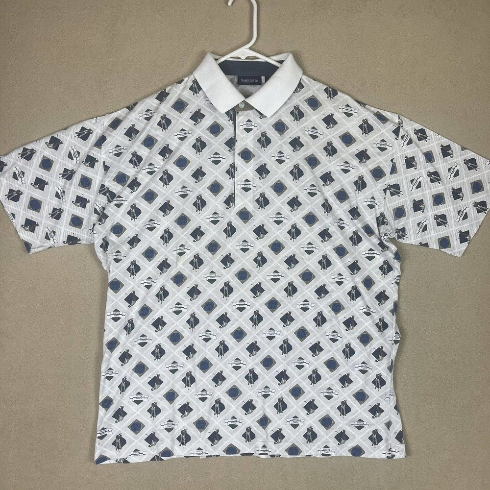 Van Heusen Mens L‎ Polo Golf Shirt Multicolor Golf Print